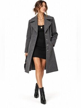 Nine West Wool Long Gray Coat Classic Size 4